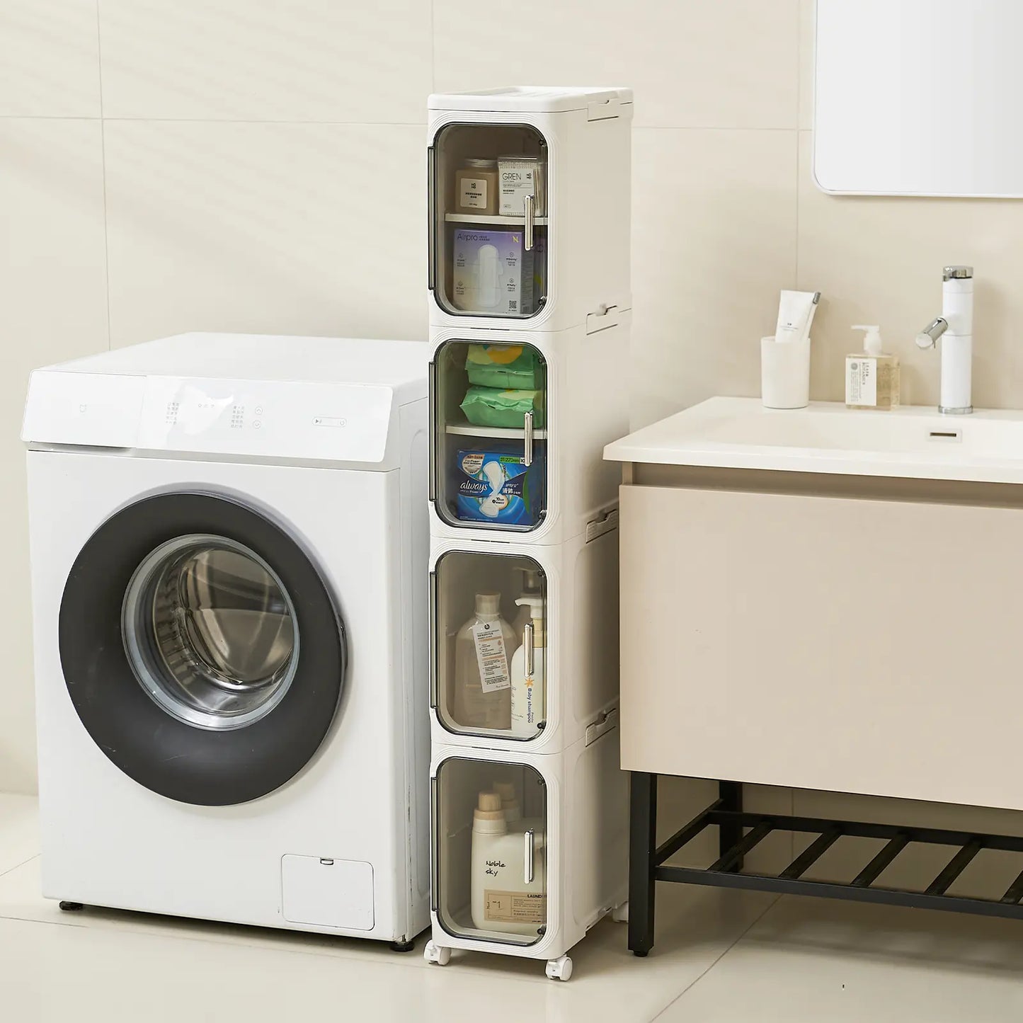 4-Tier Tall Narrow Storage Cabinet