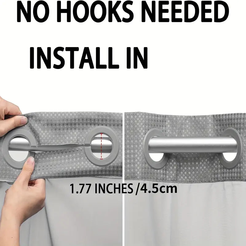 No Hook Shower Curtain with Snap-In Liner – Waterproof Double-Layer Hotel Style Fabric Curtain